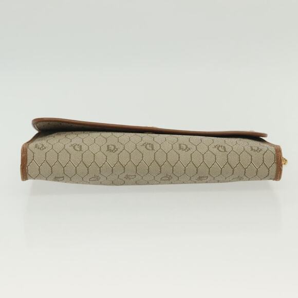 DIOR Honeycomb Canvas Chain Shoulder Bag Pvc Beige Gold - Picture 9 of 12